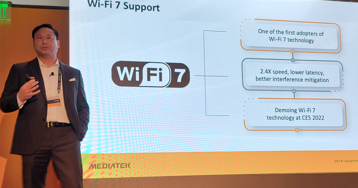 MediaTek เตรียมโชว์เทคโนโลยี Wi-Fi 7 ที่เร็วกว่า Wi-Fi 6 ถึง 2.4 เท่า ในงาน CES 2022